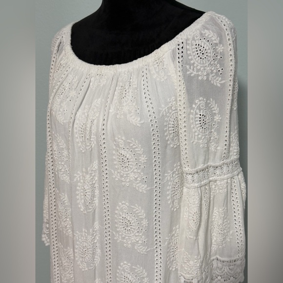 KAREN KANE Women’s Mixed Lace Trim Long Sleeve Eyelet Shift Dress- XS - Picture 5 of 9